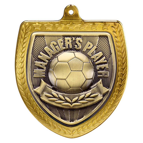 Cobra Shield Football Medal | Managers Player | 75mm | Gold