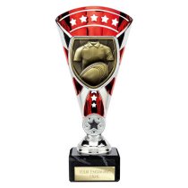 Cobra Star Rugby Shirt & Ball Trophy | Red & Silver | 210mm