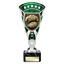 Cobra Star Rugby Shirt & Ball Trophy | Green & Silver | 210mm