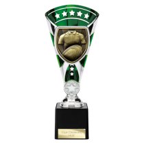 Cobra Star Rugby Shirt & Ball Trophy | Green & Silver | 230mm