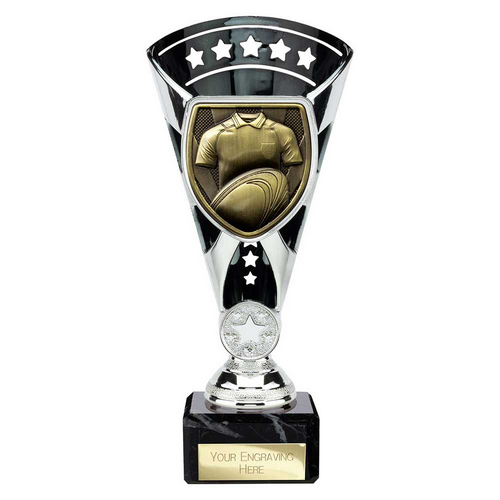 Cobra Star Rugby Shirt & Ball Trophy | Black & Silver | 210mm