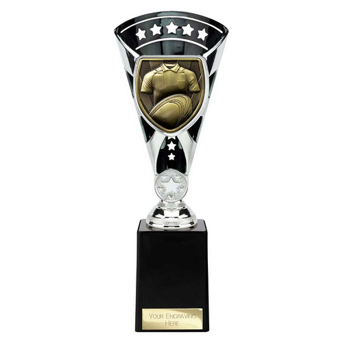 Cobra Star Rugby Shirt & Ball Trophy | Black & Silver | 255mm