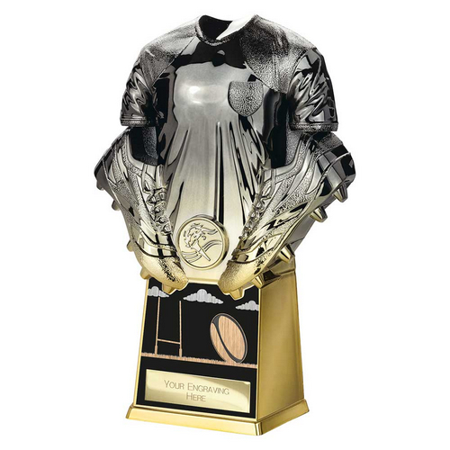 Invincible Rugby Shirt Trophy | Black & Gold | 220mm