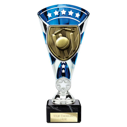 Cobra Star Cricket Trophy | Blue & Silver | 210mm