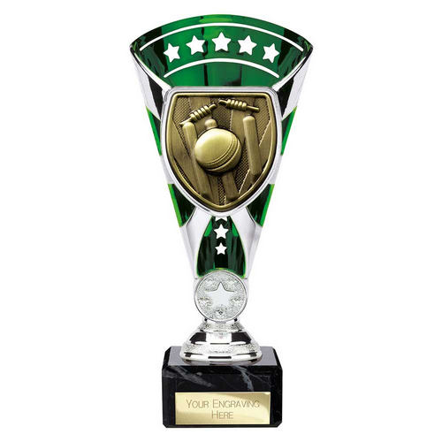 Cobra Star Cricket Trophy | Green & Silver | 210mm