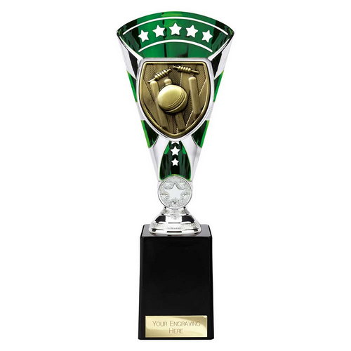Cobra Star Cricket Trophy | Green & Silver | 255mm