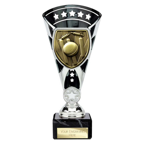 Cobra Star Cricket Trophy | Black & Silver | 210mm