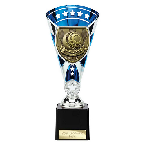 Cobra Star Lawn Bowls Trophy | Blue & Silver | 230mm