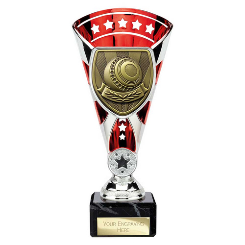 Cobra Star Lawn Bowls Trophy | Red & Silver | 210mm