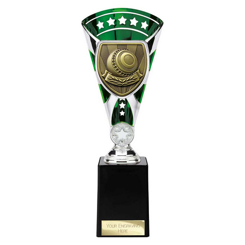 Cobra Star Lawn Bowls Trophy | Green & Silver | 255mm