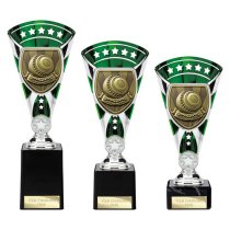 Cobra Star Lawn Bowls Trophy | Green & Silver | 255mm