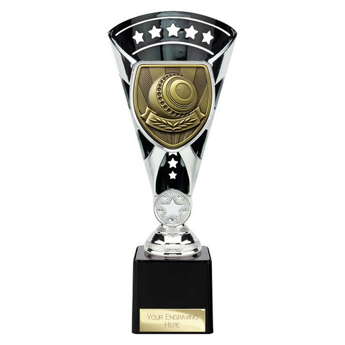 Cobra Star Lawn Bowls Trophy | Black & Silver | 230mm