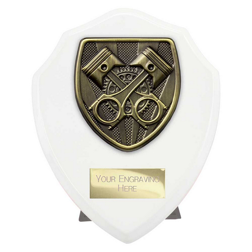 Cobra Shield Motorsport Piston Trophy | White | 125mm