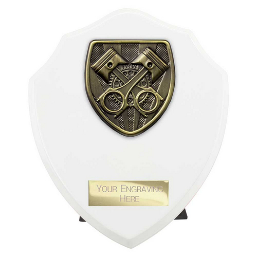 Cobra Shield Motorsport Piston Trophy | White | 150mm