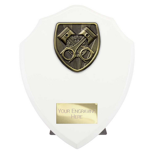 Cobra Shield Motorsport Piston Trophy | White | 175mm