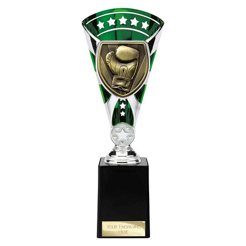 Cobra Star Boxing Trophy | Green & Silver | 255mm