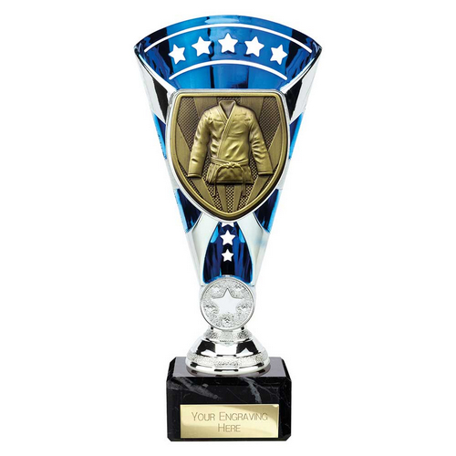 Cobra Star Martial Arts Trophy | Blue & Silver | 210mm