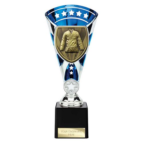 Cobra Star Martial Arts Trophy | Blue & Silver | 230mm