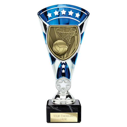 Cobra Star Netball Trophy | Blue & Silver | 210mm