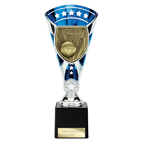 Cobra Star Netball Trophy | Blue & Silver | 230mm
