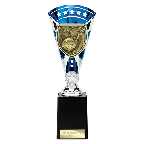 Cobra Star Netball Trophy | Blue & Silver | 255mm