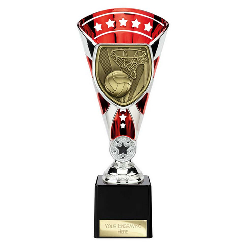 Cobra Star Netball Trophy | Red & Silver | 230mm