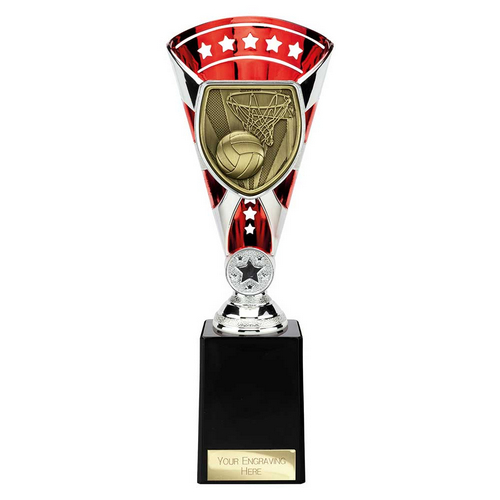 Cobra Star Netball Trophy | Red & Silver | 255mm