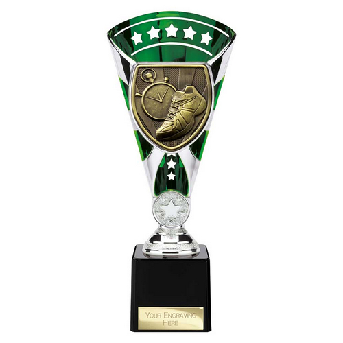 Cobra Star Running Trophy | Green & Silver | 230mm