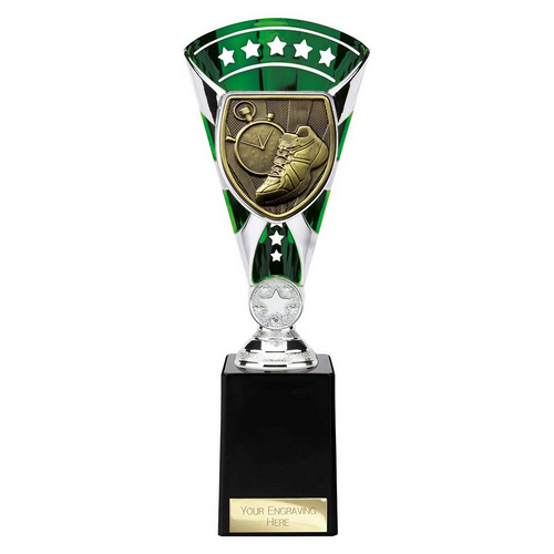Cobra Star Running Trophy | Green & Silver | 255mm