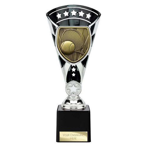 Cobra Star Tennis Trophy | Black & Silver | 230mm