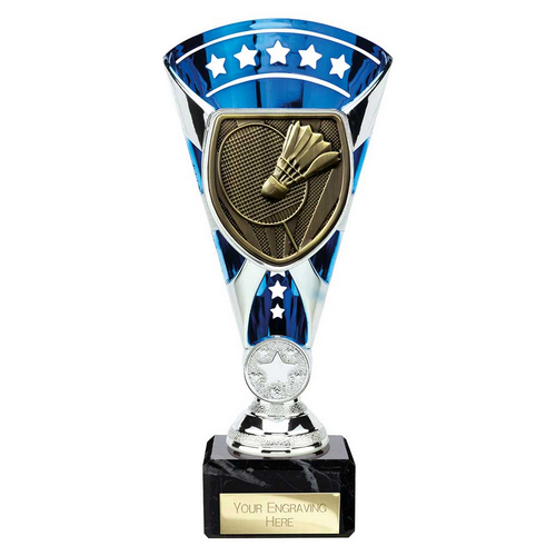 Cobra Star Badminton Trophy | Blue & Silver | 210mm