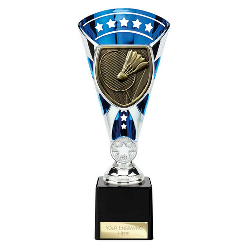 Cobra Star Badminton Trophy | Blue & Silver | 230mm