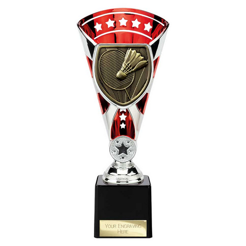 Cobra Star Badminton Trophy | Red & Silver | 230mm