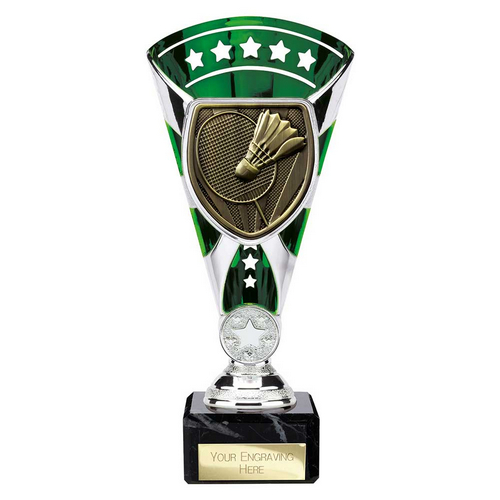 Cobra Star Badminton Trophy | Green & Silver | 210mm