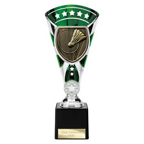 Cobra Star Badminton Trophy | Green & Silver | 230mm