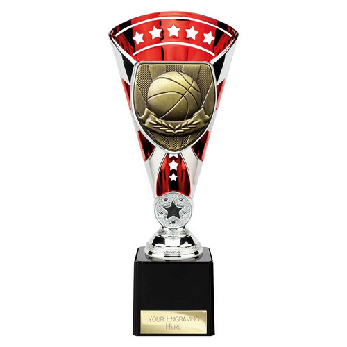 Cobra Star Basketball Trophy | Red & Silver | 230mm
