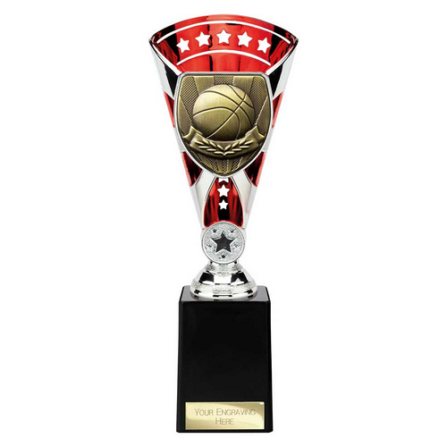 Cobra Star Basketball Trophy | Red & Silver | 255mm