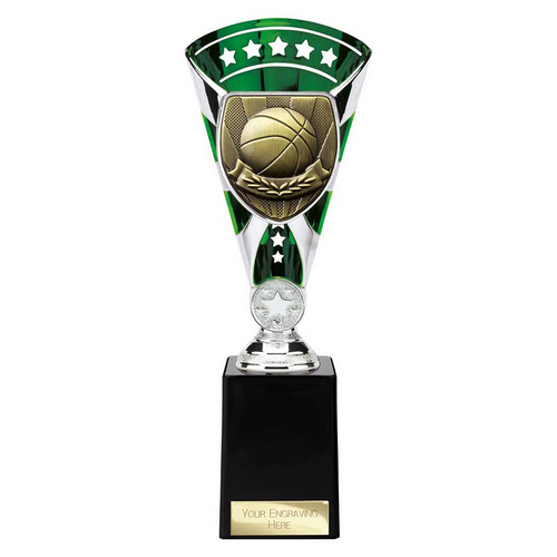 Cobra Star Basketball Trophy | Green & Silver | 255mm