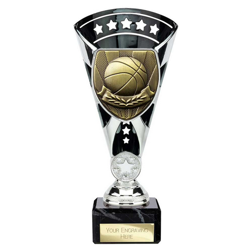Cobra Star Basketball Trophy | Black & Silver | 210mm
