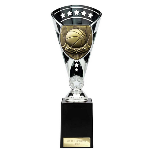 Cobra Star Basketball Trophy | Black & Silver | 255mm