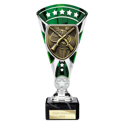 Cobra Star Clay Pigeon Shooting Trophy | Green & Silver | 210mm