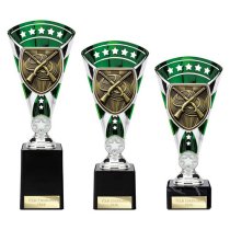 Cobra Star Clay Pigeon Shooting Trophy | Green & Silver | 255mm
