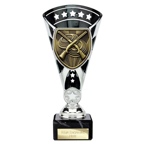 Cobra Star Clay Pigeon Shooting Trophy | Black & Silver | 210mm