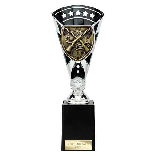 Cobra Star Clay Pigeon Shooting Trophy | Black & Silver | 255mm