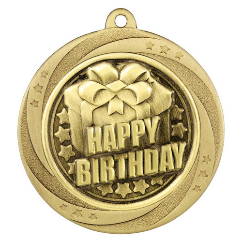 Superstar Happy Birthday Medal | Gold | 60mm