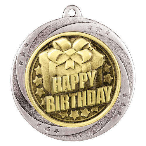 Superstar Happy Birthday Medal | Silver | 60mm