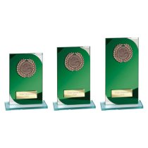 Seismic Multisport Glass Trophy | Green & Silver | 150mm