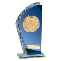 Hawk Multisport Glass Trophy | Blue & Silver | 165mm