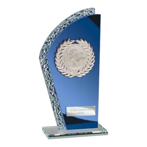 Hawk Multisport Glass Trophy | Blue & Silver | 165mm