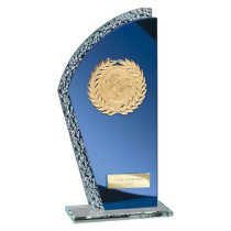 Hawk Multisport Glass Trophy | Blue & Silver | 185mm